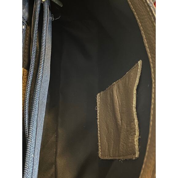 Vera Pelle Italy Taupe Leather Crossbody‎ Handbag Bamboo top handle classic - Picture 5 of 10